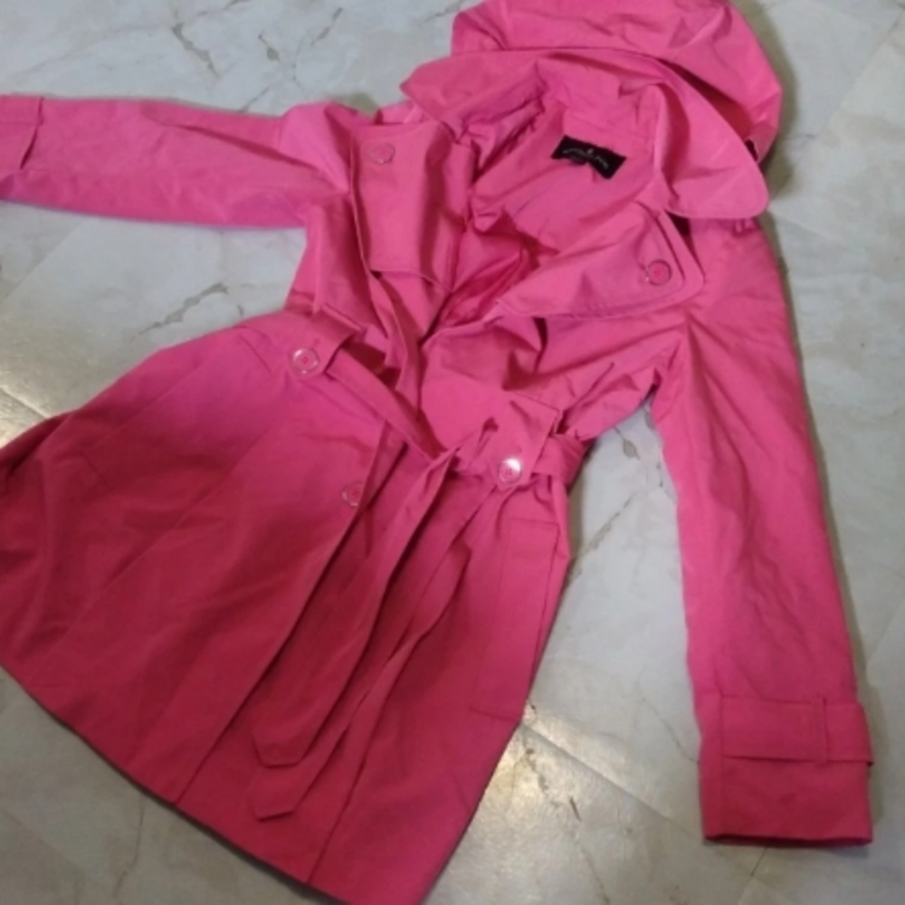 London Fog Pink Trench Coat with Silver Buttons